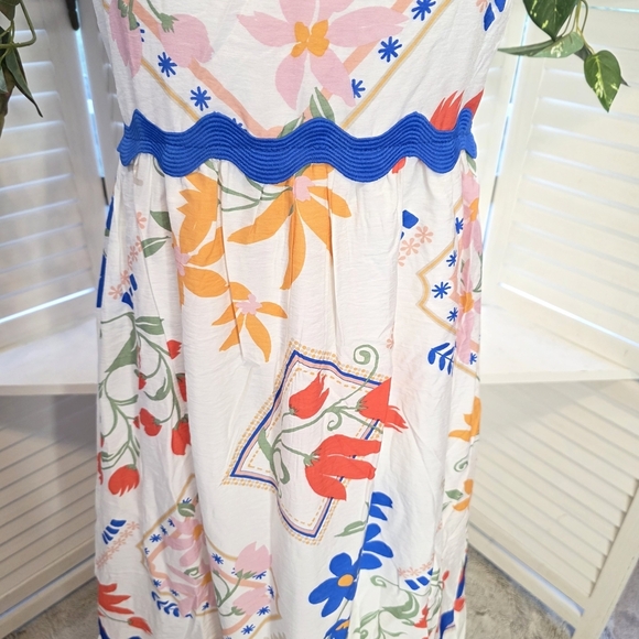 Blu Pepper Floral Maxi Dress with Blue and Orange 1336 - Picture 6 of 8